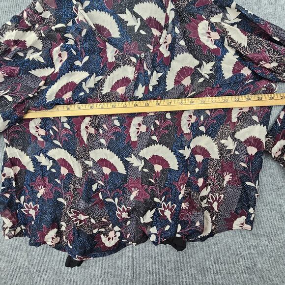 Lucky Brand Shirt Womens 2X Floral Boho Peasant Lined Layered Keyhole Western - Picture 5 of 7